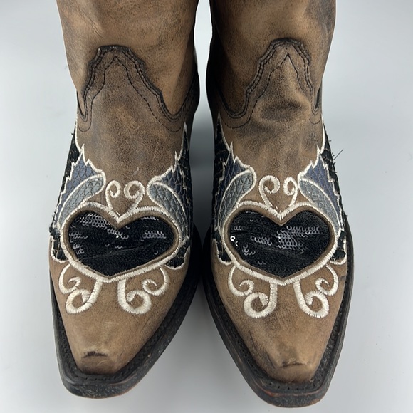 Corral Rustic Heart Wings Boots Sz:8M - Picture 7 of 11